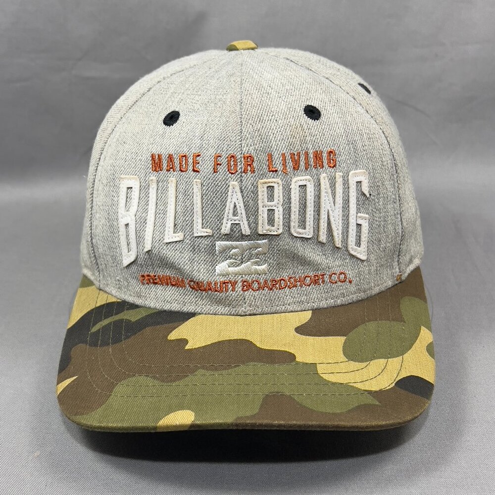 Billabong Snap Back Cap Hat Surf Brown Camo Camouflage Baseball Outdoor Boys - Picture 2 of 14